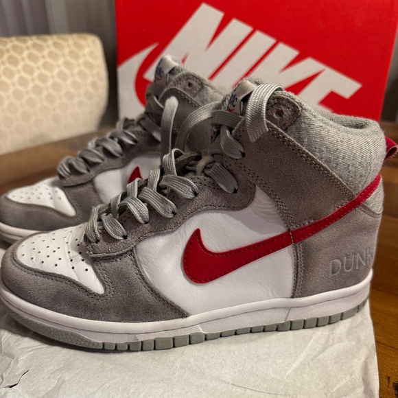 Nike Dunk High Light Smoke Grey Gym Red size 4.5Y - Picture 5 of 16